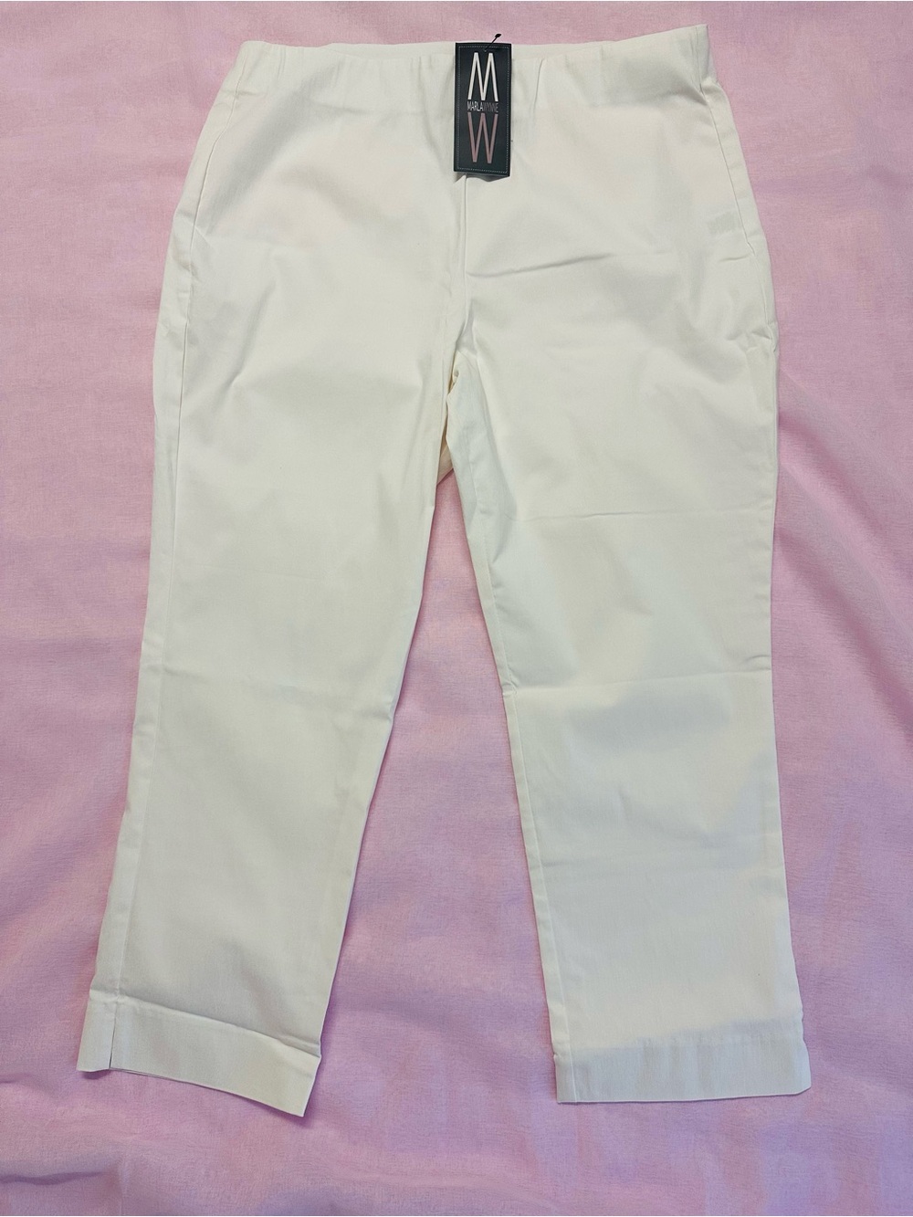 MarlaWynne White Cream High-Waist Cropped Pants